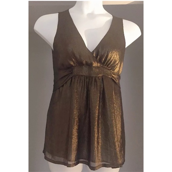 FRENCH CONNECTION Sz 6 Faux Wrap Metallic Blouse - Picture 1 of 7